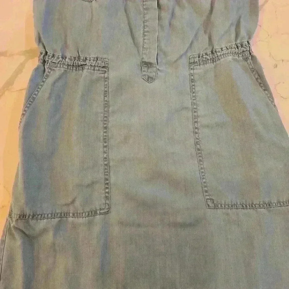 Neiman Marcus Sleeveless Collared 1/2 Button Down Jean Dress Blue Size Small - Picture 5 of 9